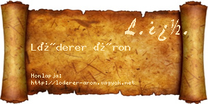 Lóderer Áron névjegykártya